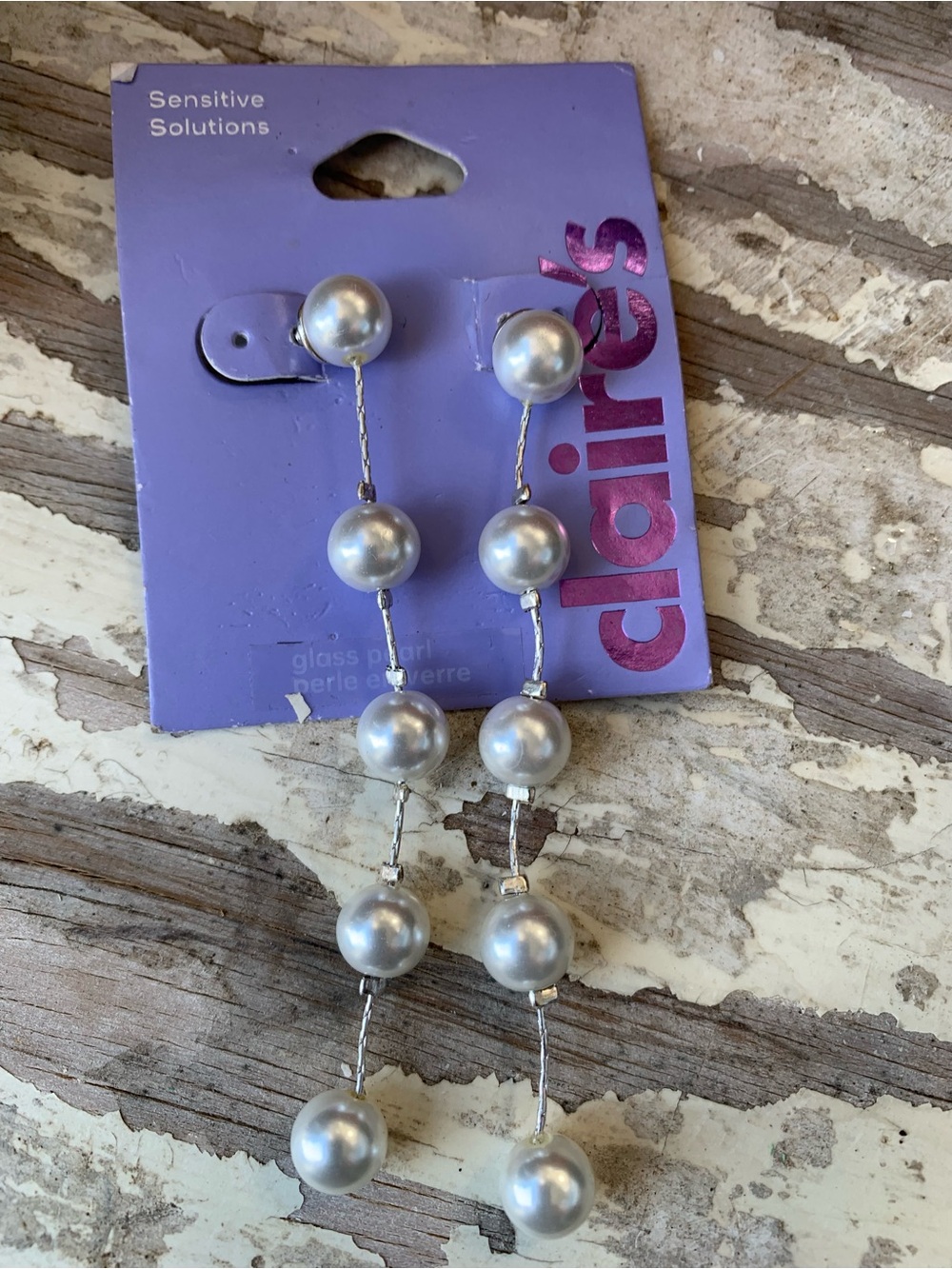 New. Claire's Silver Pearl Drop Earrings - Dangle Style